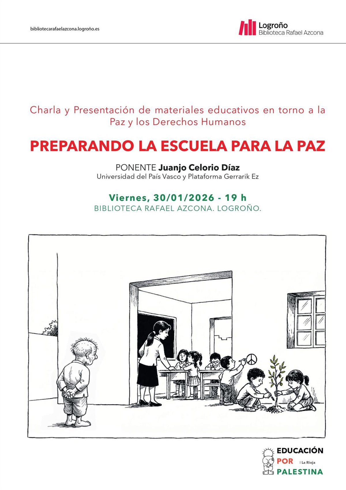 Educación por Palestina presenta material didáctico sobre la Paz en La Rioja.